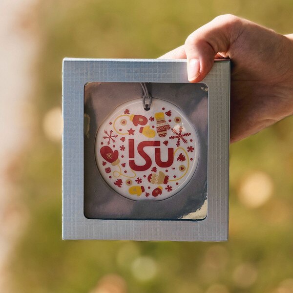 Iowa State Univeristy Cardinal & Gold Circle Ornament